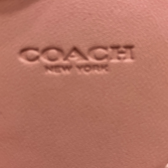 Coach Pink and Brown Signature C Bag Charm/Key Holder mirror gold hardware - Picture 7 of 15